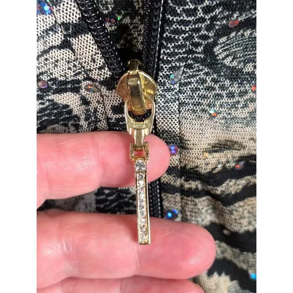 VINTAGE JOSEPH RIBKOFF Sequined Sheer Mesh Jacket & Tank Animal Floral US 10 - Picture 4 of 9